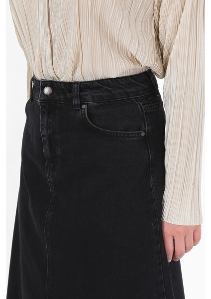 Yüksek Bel A Kesim Denim Etek