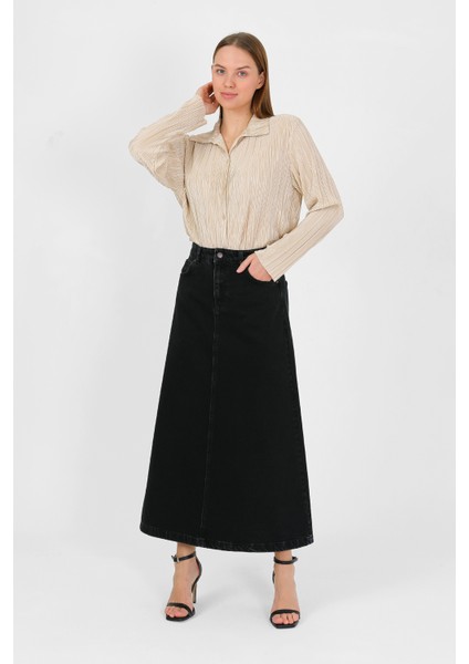 Yüksek Bel A Kesim Denim Etek indirimleri