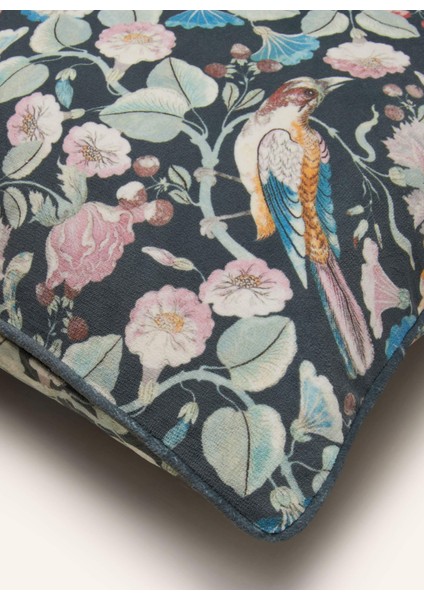 Kadife Dekoratif Yastık 50X50 Cm, Kuş Motifli Çiçek Deseni, Dolgulu fiyatları