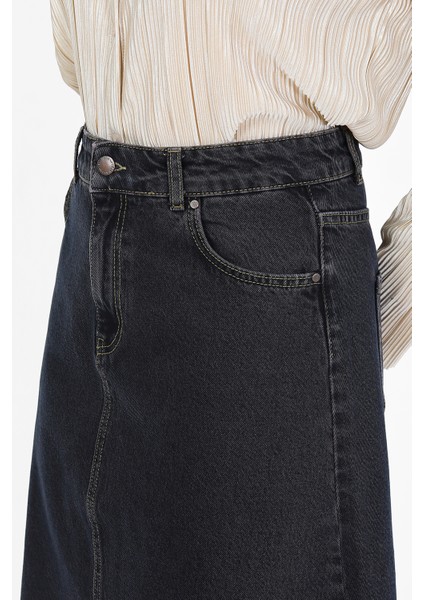 Yüksek Bel A Kesim Denim Etek