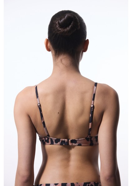 Clove Lol Up Leopar Desenli Push Up Balenli Bralet Bikini Üstü