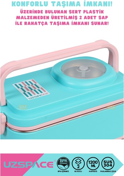 1200ML Lunchbox Yeni Koleksiyon 2 Katlı 4 Bölmeli Mini Kaseli Çelik Sefer Tası Yemek Kutusu indirimleri