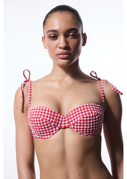 Texas Red Pötikare Balenli Balconette Bikini Üstü