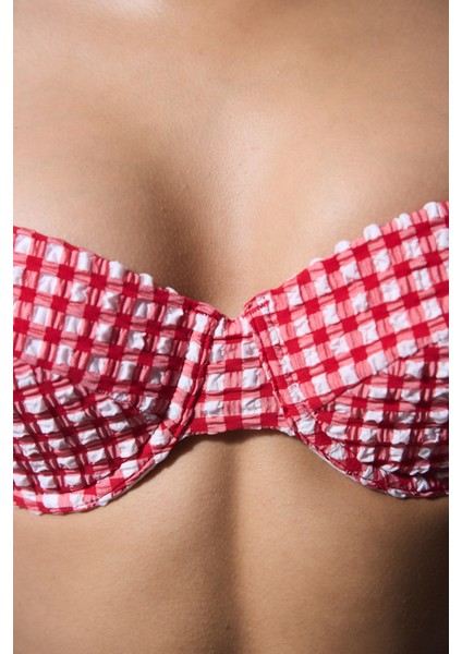 Texas Red Pötikare Balenli Balconette Bikini Üstü