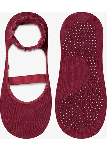 Frill Cross Bordo Babet Çorabı