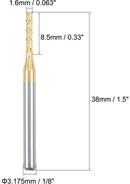 Pcb Makinesi Için 10 Adet Titanyum Kaplama Karbür, 1/8 Inç Şaft 1.6mm (Yurt Dışından)