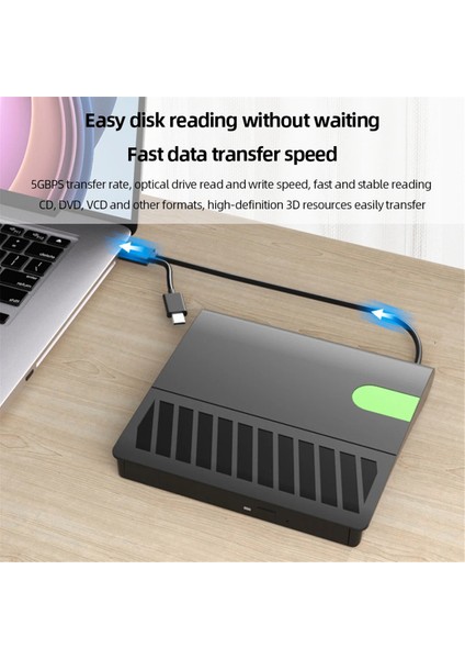 USB 3.0 Type-C Slim Harici DVD Rw CD Yazıcı Sürücüsü Yazıcı Okuyucu(D) (Yurt Dışından)