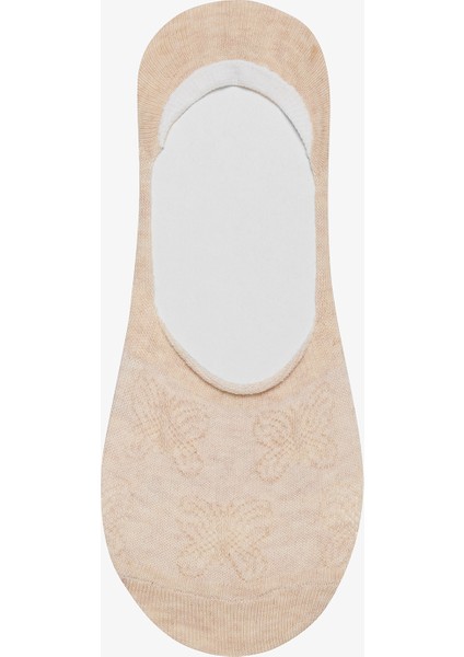Butterfly Jacquard 3lü Bej Babet Çorap