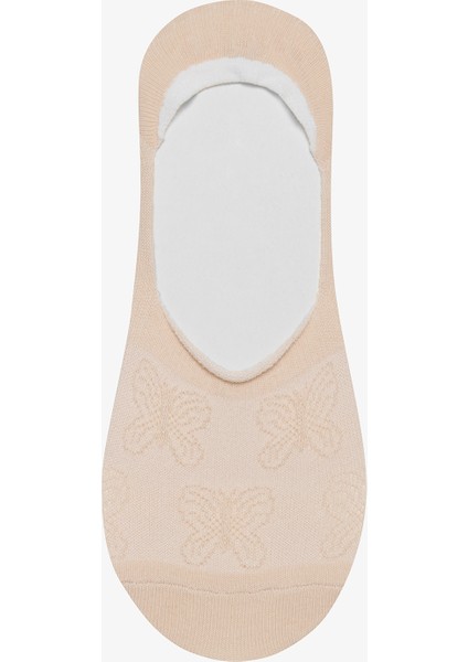 Butterfly Jacquard 3lü Bej Babet Çorap