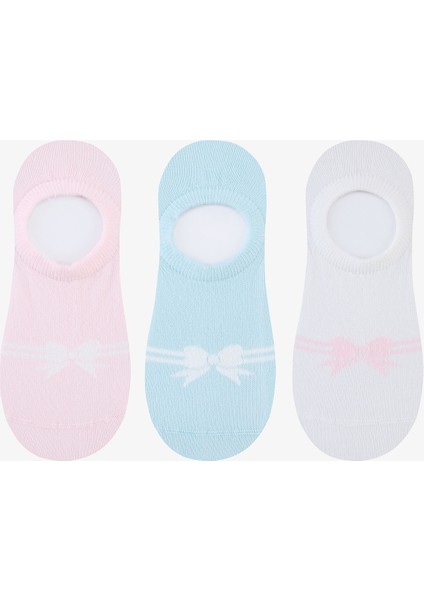 Softy Bowtie 3lü Mavi Pembe Sneaker Çorap