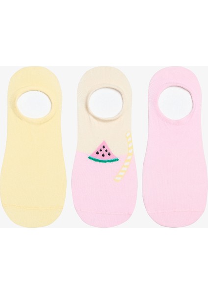 Watermelon 3lü Pembe Sneaker Çorap
