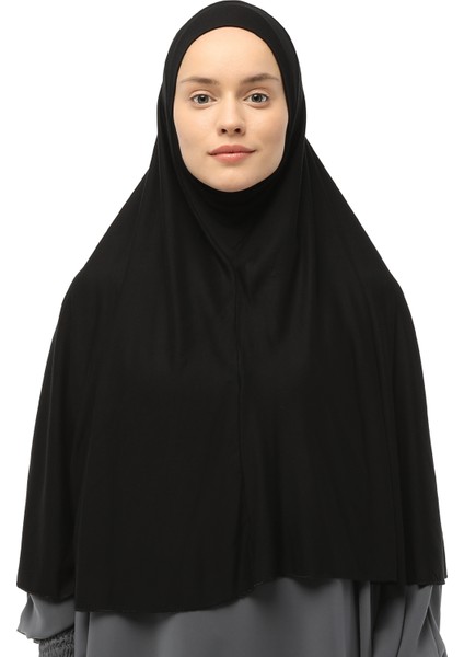 Hazır Türban Peçeli Pratik Eşarp Tesettür Nikaplı Hijab - Namaz Örtüsü Sufle (3Xl) - Siyah
