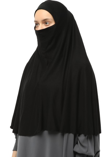 Hazır Türban Peçeli Pratik Eşarp Tesettür Nikaplı Hijab - Namaz Örtüsü Sufle (3Xl) - Siyah fiyatları