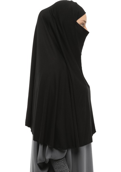 Hazır Türban Peçeli Pratik Eşarp Tesettür Nikaplı Hijab - Namaz Örtüsü Sufle (3Xl) - Siyah modelleri