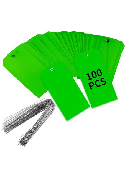 100 Adet 4 3/4 Inç x 2 3/8 Inç Plastik Nakliye Etiketi (Yeşil) (Yurt Dışından)