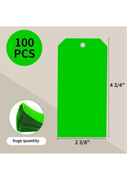 100 Adet 4 3/4 Inç x 2 3/8 Inç Plastik Nakliye Etiketi (Yeşil) (Yurt Dışından)