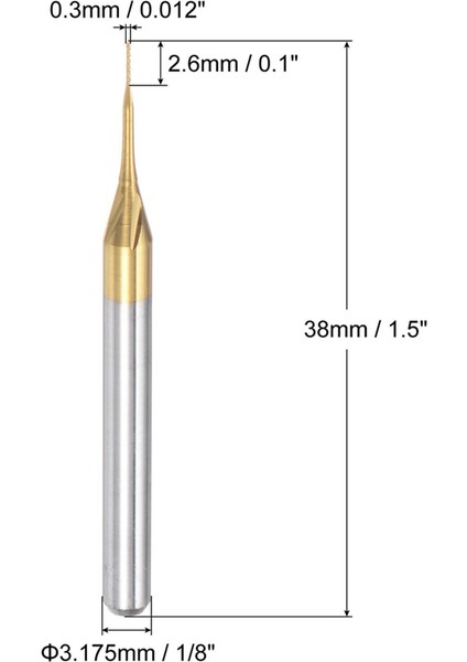 Pcb Makinesi Için 10 Adet Titanyum Kaplama Karbür, 1/8 Inç Şaft 0.3mm (Yurt Dışından)