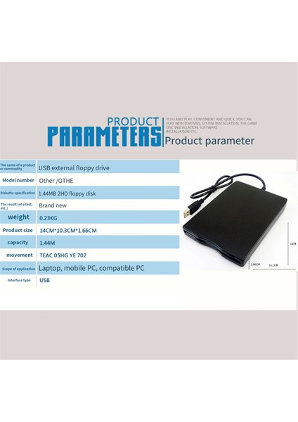 USB 2.0 Disket Sürücüsü 3,5 Inç Harici Disket Okuyucu (Yurt Dışından)