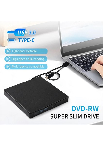 Harici DVD Sürücü USB 3.0 Taşınabilir +/-Rw Oynatıcı CD Rom Yazıcı Için (Yurt Dışından)