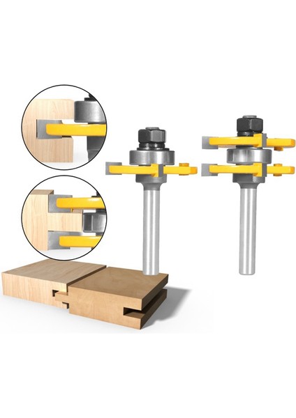 2 Adet 8mm Derz Frezeleme Kesici Üç Kenarlı T-Tenon Kesici Yivli (Yurt Dışından)
