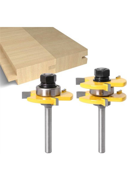 2 Adet 8mm Derz Frezeleme Kesici Üç Kenarlı T-Tenon Kesici Yivli (Yurt Dışından)
