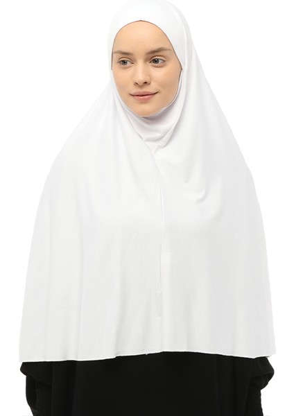 Hazır Türban Peçeli Pratik Eşarp Tesettür Nikaplı Hijab - Namaz Örtüsü Sufle (3Xl) - Beyaz