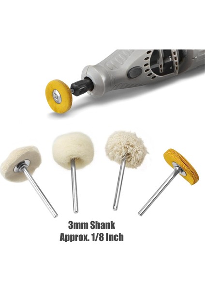 Döner Aletler Için 80 Adet 1 Inç Parlatma Tekerleği Seti, 3mm 1/8 Inç Şaft (Yurt Dışından)