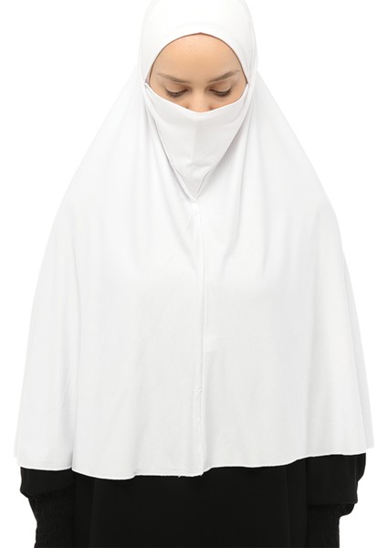 Hazır Türban Peçeli Pratik Eşarp Tesettür Nikaplı Hijab - Namaz Örtüsü Sufle (3Xl) - Beyaz fiyatları