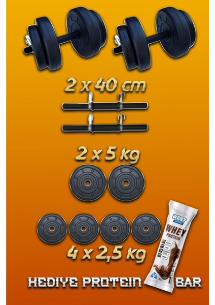 20 kg Ağırlık Seti 20 kg Vücut Geliştirme Aleti Halter Seti