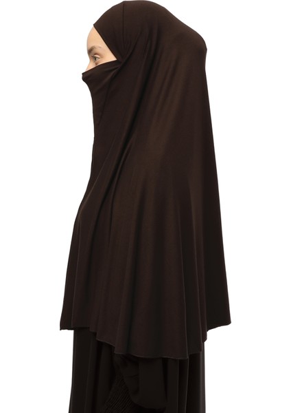 Hazır Türban Peçeli Pratik Eşarp Tesettür Nikaplı Hijab - Namaz Örtüsü Sufle (3Xl) - Koyu Kahverengi fırsatları