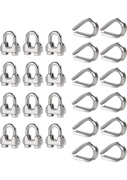 Askı 1/4 Inç M6 Tel Halat Kablo Kelepçesi Yüksük Kablo Kelepçesi Takımı, 12 Takım (Yurt Dışından)