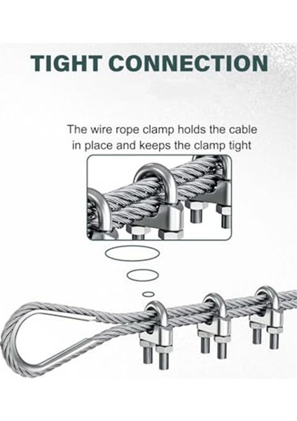 Askı 1/4 Inç M6 Tel Halat Kablo Kelepçesi Yüksük Kablo Kelepçesi Takımı, 12 Takım (Yurt Dışından) fırsatları