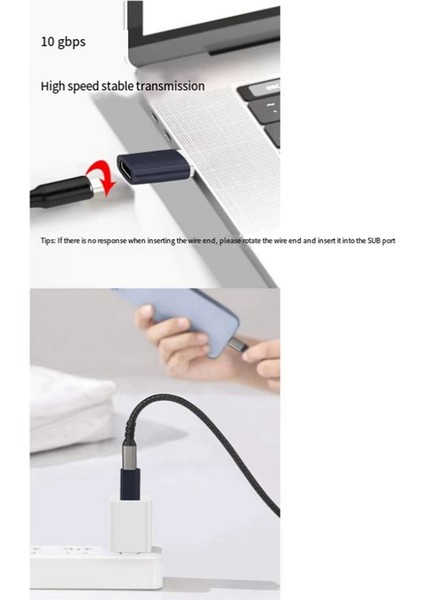 10 Gpbs Usb-A - Usb-C Adaptör Dönüştürücü Pc Tablet Ile Uyumlu (Yurt Dışından)