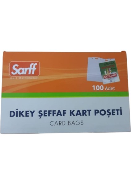 Güvenlik Kart Poşeti 11.5 x 16 cm cm ( 5 Adet ) + Sarff Kart Askı Ipi Lacivert Metal Klipsli ( 5 Adet ) Set