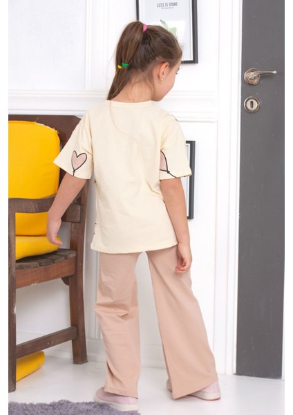 Ispanyol Paça Tayt Pantolon Tavşan Toka Baskılı Oversize Tshirt Kız Çocuk Alt Üst Takım fiyatları