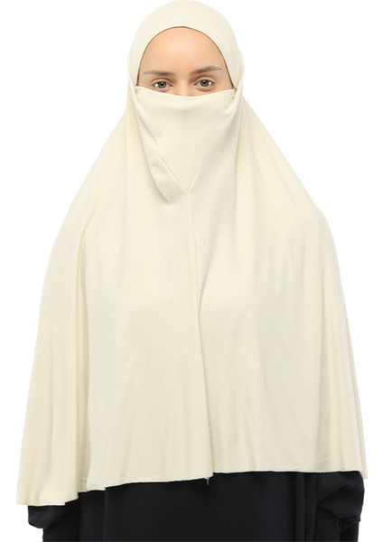 Hazır Türban Peçeli Pratik Eşarp Tesettür Nikaplı Hijab - Namaz Örtüsü Sufle (3Xl) - Krem fiyatları