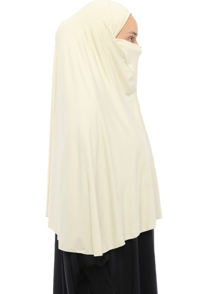 Hazır Türban Peçeli Pratik Eşarp Tesettür Nikaplı Hijab - Namaz Örtüsü Sufle (3Xl) - Krem fırsatları