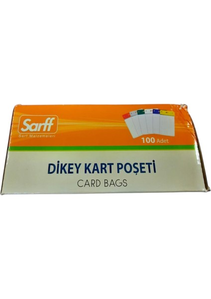 Dikey Şeffaf Kart Poşeti 10X14.5 cm ( 5 Adet ) + Sarff Kart Askı Ipi Mavi Metal Klipsli ( 5 Adet ) Set