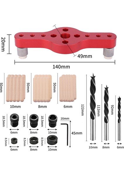 6/8/10MM Delme Bulucu Ahşap Dübelleme Merkezleme Matkap Kılavuz Takımı (Yurt Dışından)