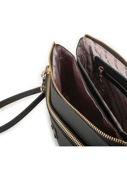 Kadın Çapraz ve Clutch Çanta Bilek ve Çapraz Askılı Siyah Natural (24X15 Cm)