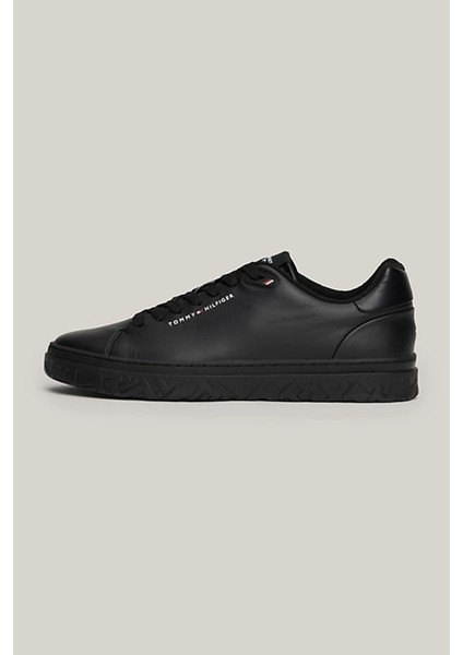 Erkek Th Monogram Deri Court Sneaker - Siyah modelleri
