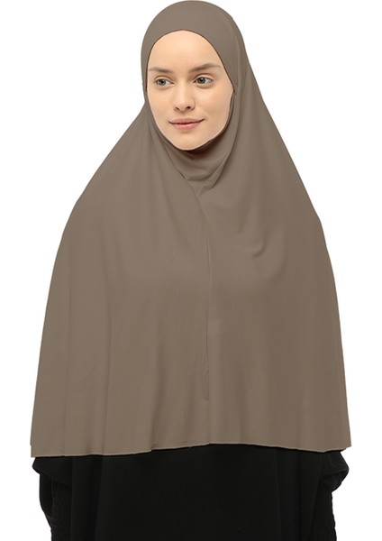 Hazır Türban Peçeli Pratik Eşarp Tesettür Nikaplı Hijab - Namaz Örtüsü Sufle (3Xl) - Koyu Vizon