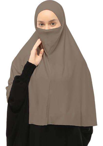 Hazır Türban Peçeli Pratik Eşarp Tesettür Nikaplı Hijab - Namaz Örtüsü Sufle (3Xl) - Koyu Vizon fiyatları