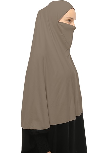 Hazır Türban Peçeli Pratik Eşarp Tesettür Nikaplı Hijab - Namaz Örtüsü Sufle (3Xl) - Koyu Vizon fırsatları