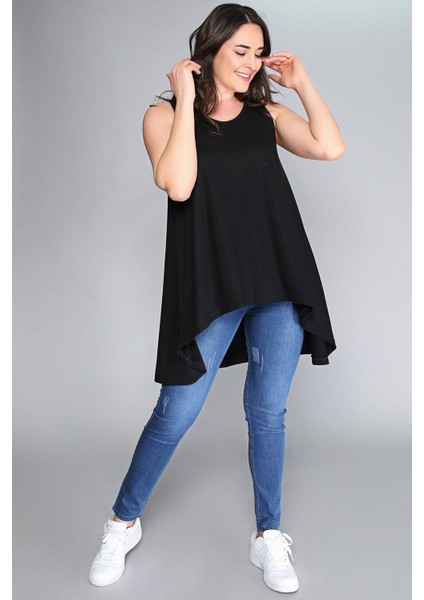 Büyük Beden Kolsuz Sırt Pencere Bluz modelleri