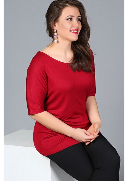Büyük Beden Sırt Dekolteli Pul Payet Bantlı Yarım Kol Bluz fiyatları