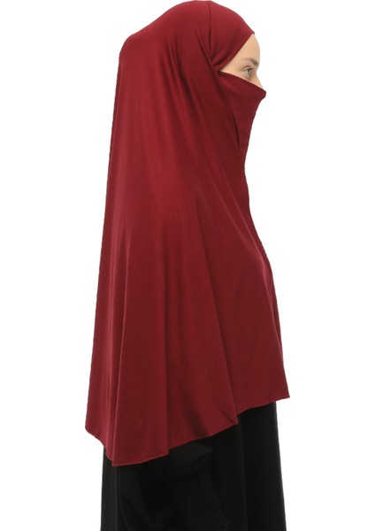 Hazır Türban Peçeli Pratik Eşarp Tesettür Nikaplı Hijab - Namaz Örtüsü Sufle (3Xl) - Bordo fırsatları
