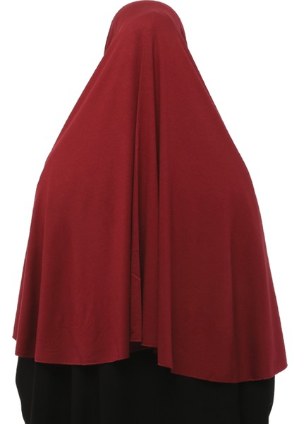 Hazır Türban Peçeli Pratik Eşarp Tesettür Nikaplı Hijab - Namaz Örtüsü Sufle (3Xl) - Bordo