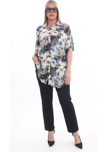 %100 Viskon Büyük Beden Çiçekli Gömlek fiyatları