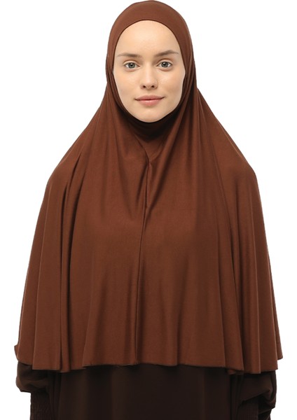 Hazır Türban Peçeli Pratik Eşarp Tesettür Nikaplı Hijab - Namaz Örtüsü Sufle (3Xl) - Çikolata